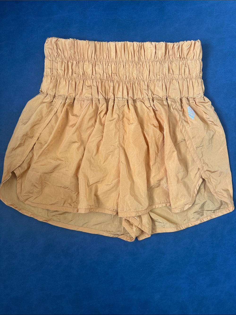 Free People Movement High-Waist Smocked Women's Shorts in Mustard Yellow Size M